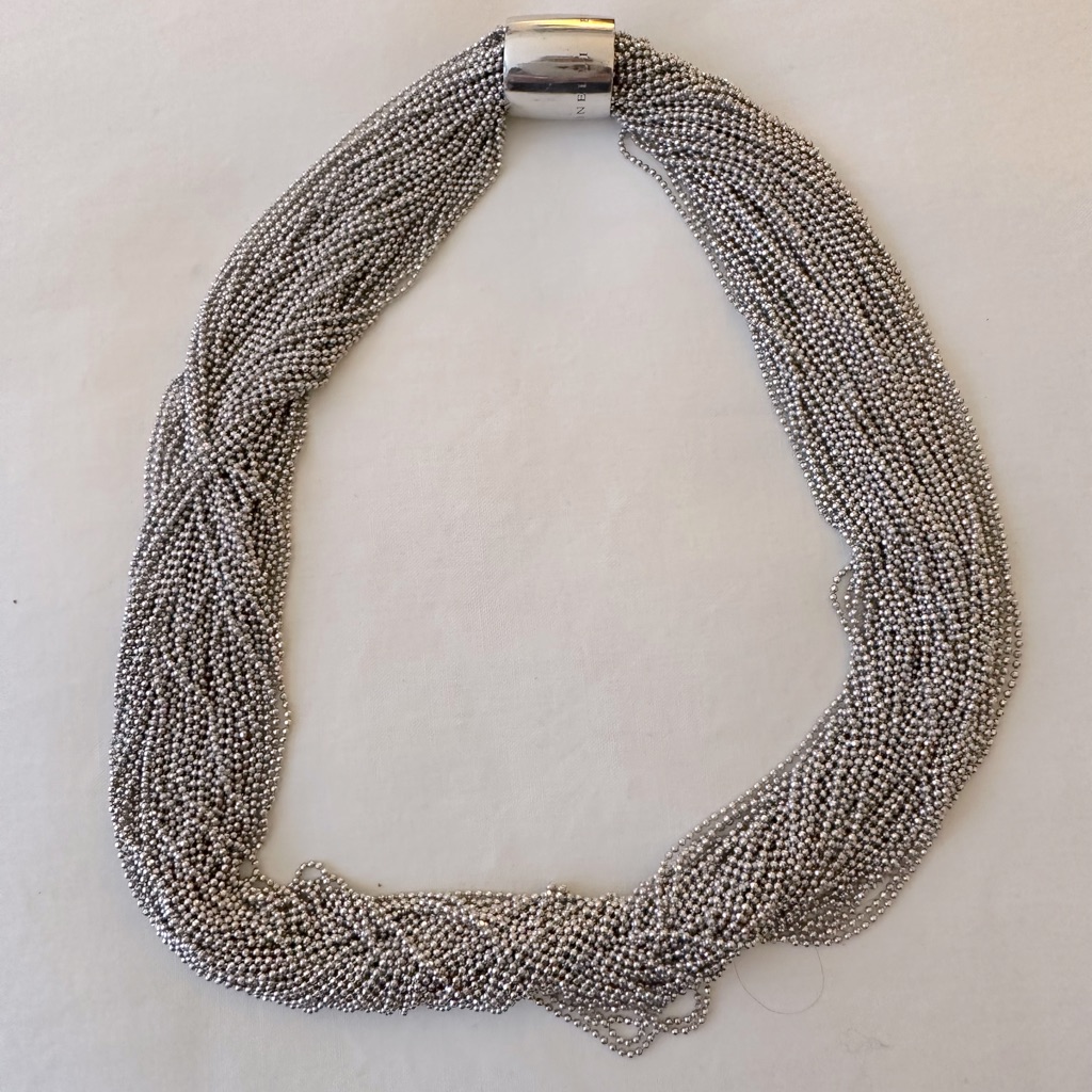 Brunello Cucinelli Necklaces , Choker, Silver Color Metal Signed Magnetic Clasp